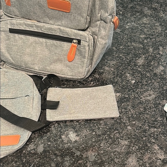 Gray and Tan Men's Backpack Set Light Gray Set of 3 - Picture 4 of 15